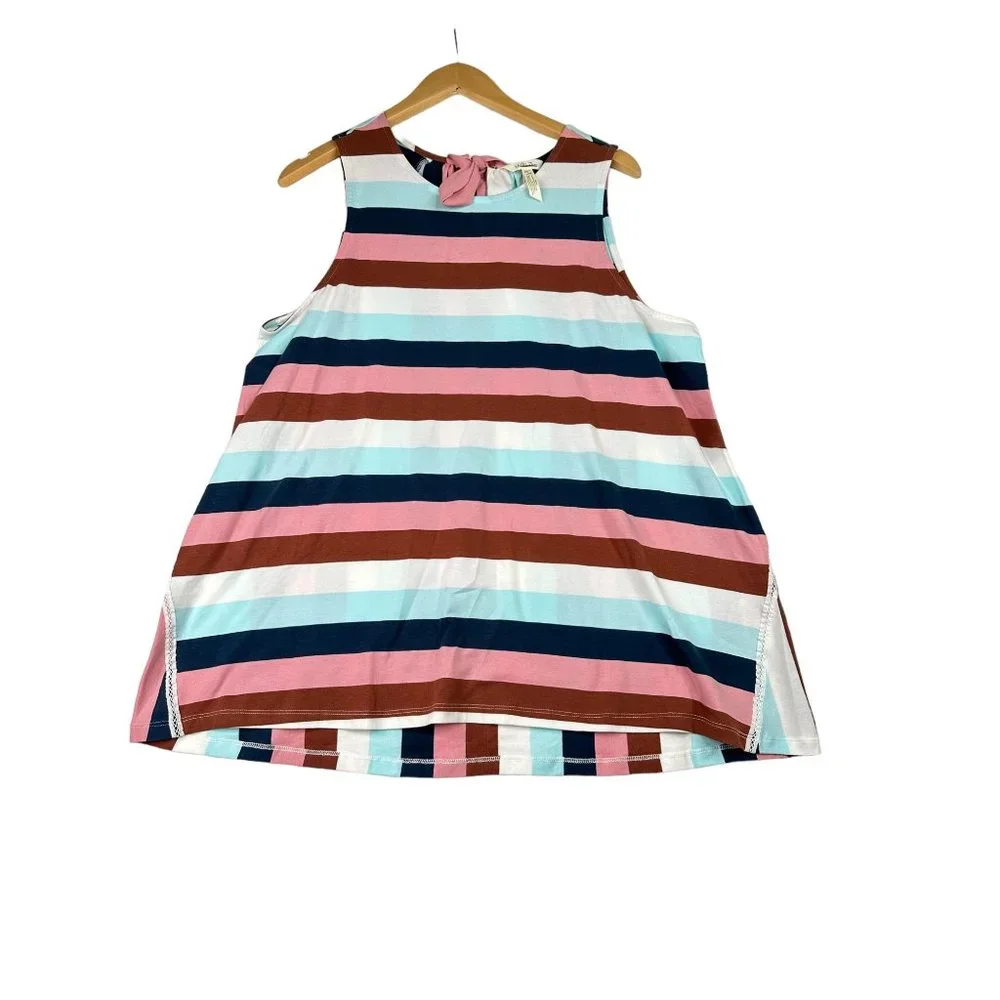 Matilda Jane Striped Tank Bow Back Detail Shirt sz Lg‎ Multicolor